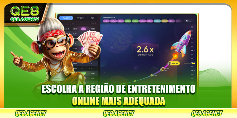 Escolha a região de entretenimento online mais adequada